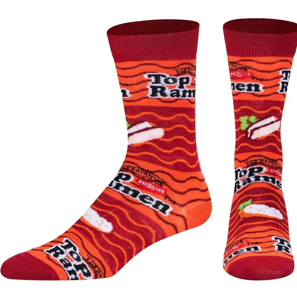 Odd Sox Unisex Top Ramen Soup Novelty Crew Socks Funny Retro 80s 90s Theme Red